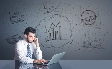 İş diyagramları ile işadamı