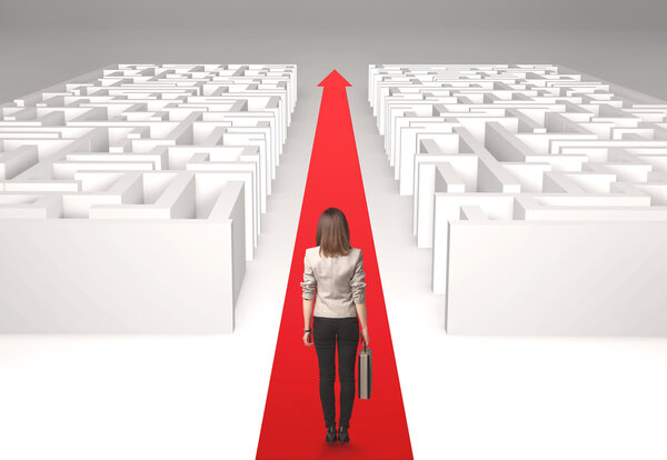 Businesswoman in labyrinth