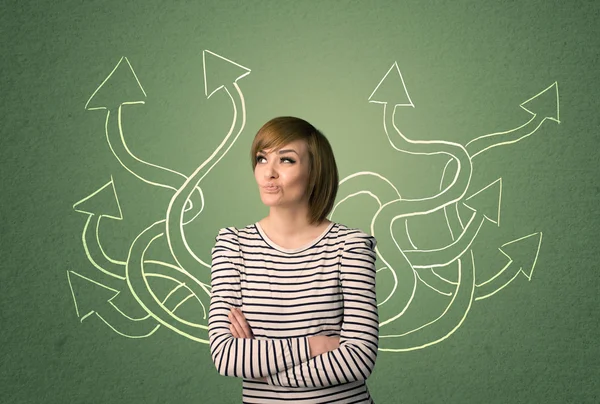 Beautiful girl thinking a solution — Stock Photo, Image