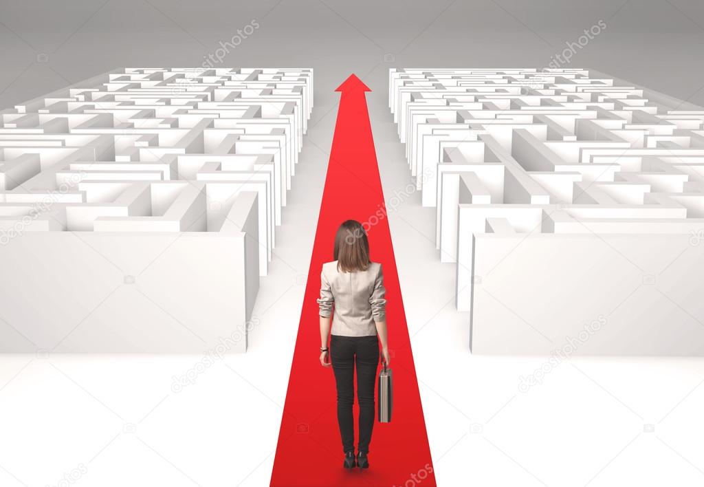 Businesswoman in labyrinth