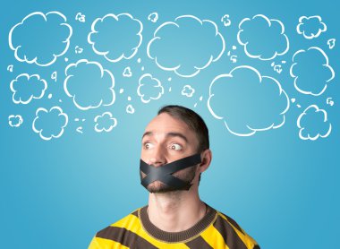 Funny person with taped mouth  clipart