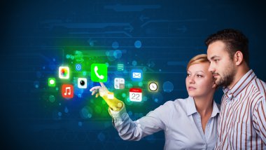 genç iş çift renkli mobil app simgeleri bo ile basarak
