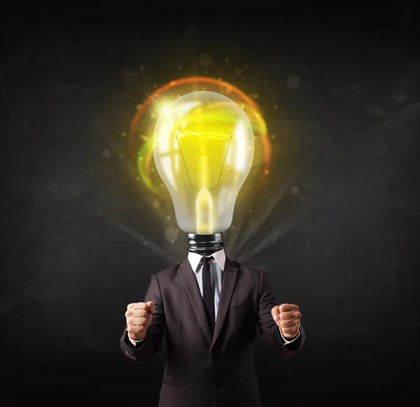 Business man with light bulb head concept — Stock Photo, Image