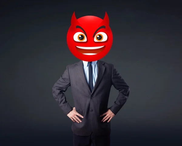 Homme d'affaires porte diable visage souriant — Photo