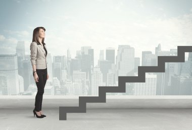 İş kişi önünde bir merdiven