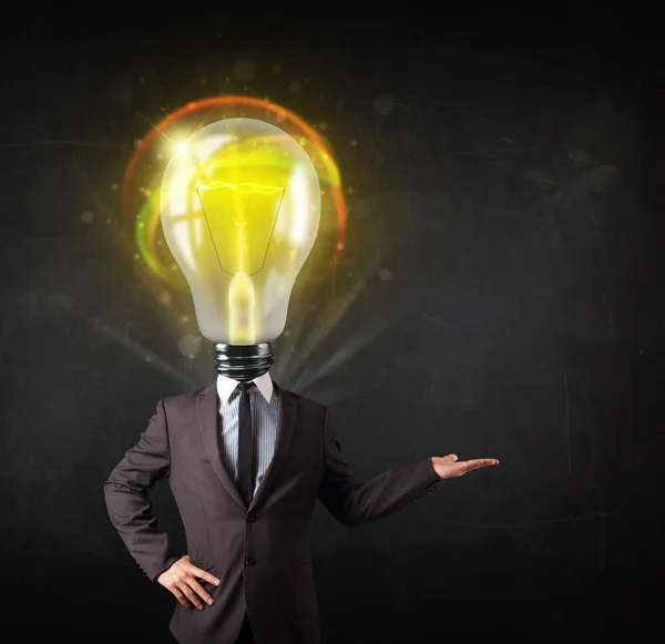 Business man with light bulb head concept — Stock Photo, Image