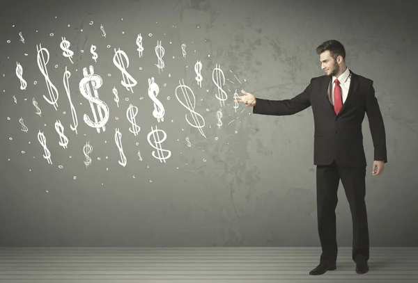 Young business people with hand drawn dollar signs — Stock Photo, Image