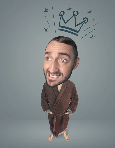 Big head person with crown — Stock Photo, Image