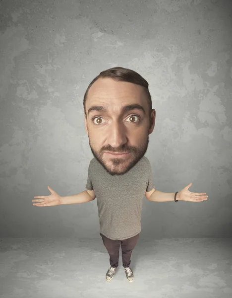 Funny person with big head — Stock Photo, Image