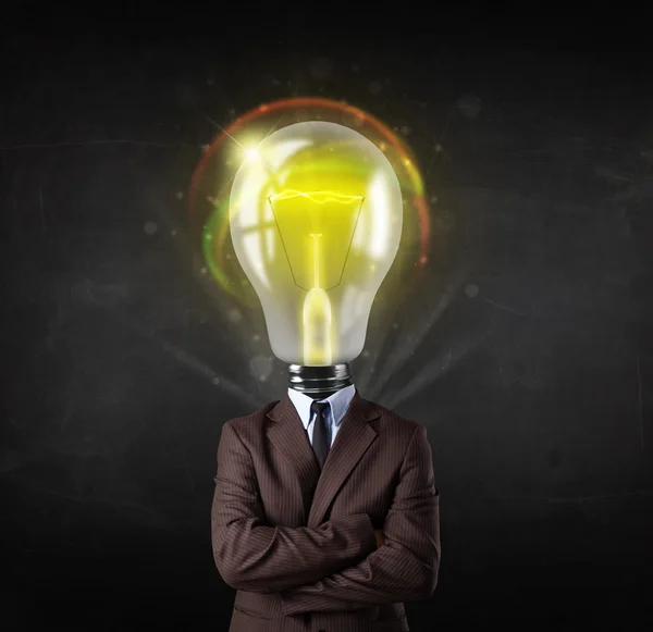 Business man with light bulb head concept — Stock Photo, Image