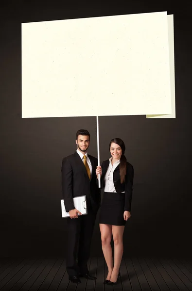 Business couple with post-it paper — Stock Photo, Image