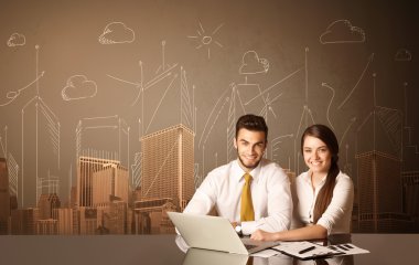 Binalar ve ölçümleri ile iş Çift