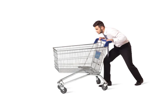 Obchodník s nákupním vozíkem — Stock fotografie