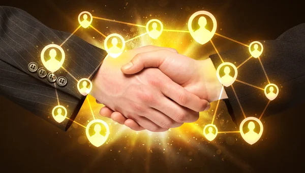 Social netwok connection handshake — Stock Photo, Image