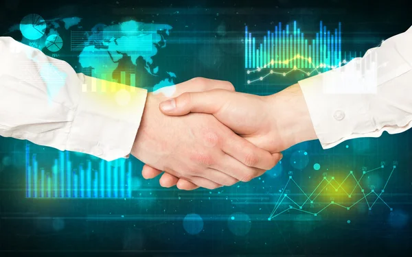 Handshakeing met diagrammen — Stockfoto