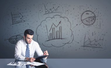 İş diyagramları ile işadamı