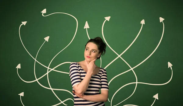 Beautiful girl thinking a solution — Stock Photo, Image