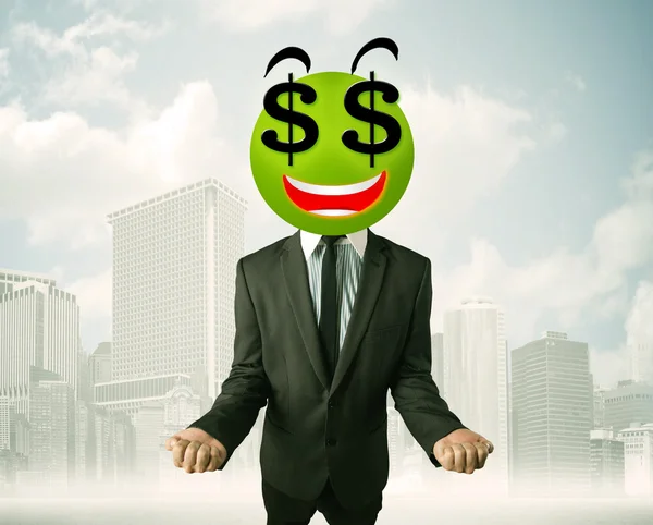 Mann mit Dollarzeichen Smiley-Gesicht — Stockfoto