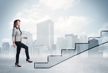 İş kişi önünde bir merdiven