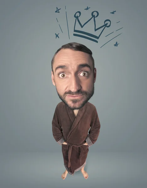 Big head person with crown — Stock Photo, Image