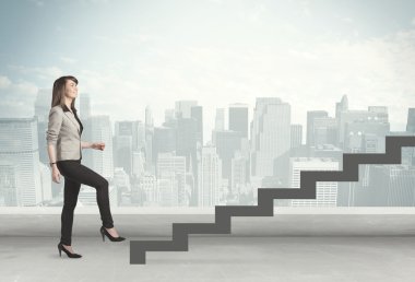 İş kişi önünde bir merdiven