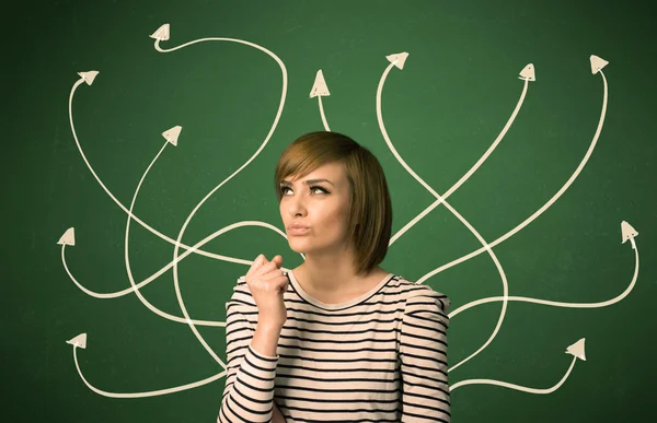 Beautiful girl thinking a solution — Stock Photo, Image