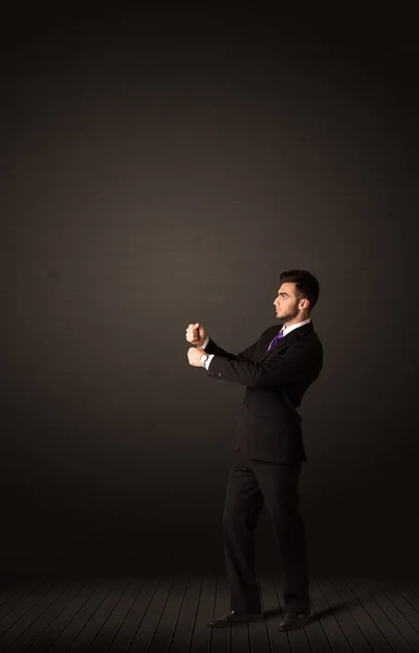 Businessman making gesutres — Stock Photo, Image