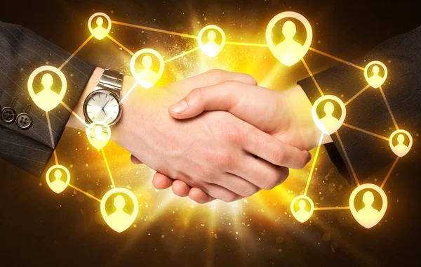 Social netwok anslutning handslag — Stockfoto