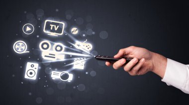 Uzaktan kumandalı ve ortam simgelerine sahip el