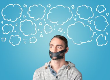 Funny person with taped mouth  clipart