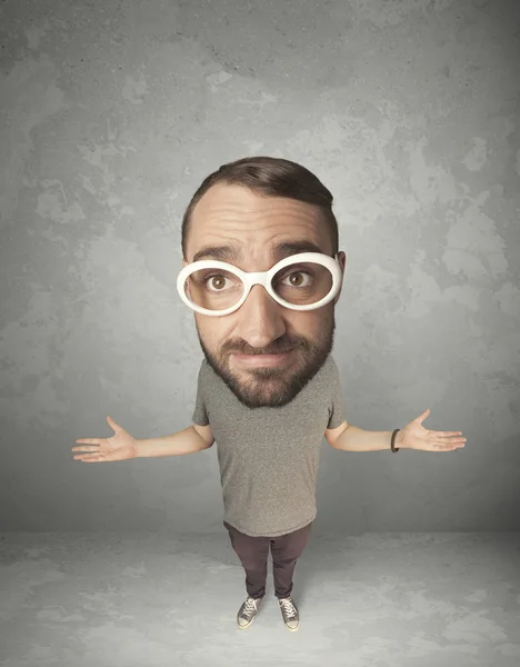 Funny person with big head — Stock Photo, Image