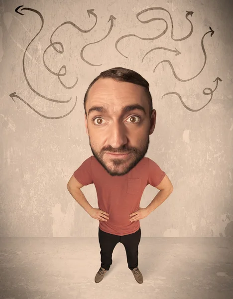 Big head person with arrows — Stock Photo, Image