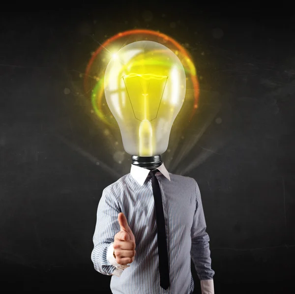 Uomo d'affari con concetto di testa lampadina — Foto Stock