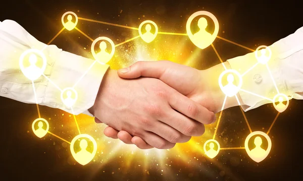 Social netwok connection handshake — Stock Photo, Image