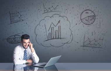 İş diyagramları ile işadamı