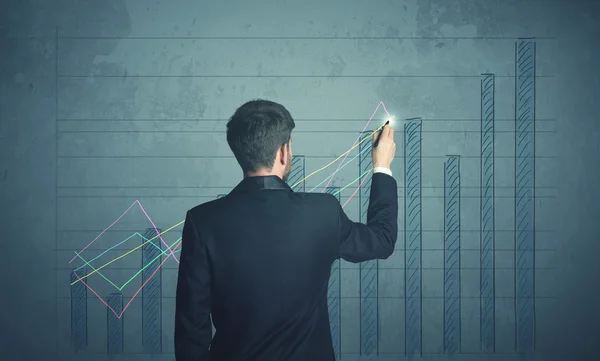 Affärsman ritade diagram — Stockfoto