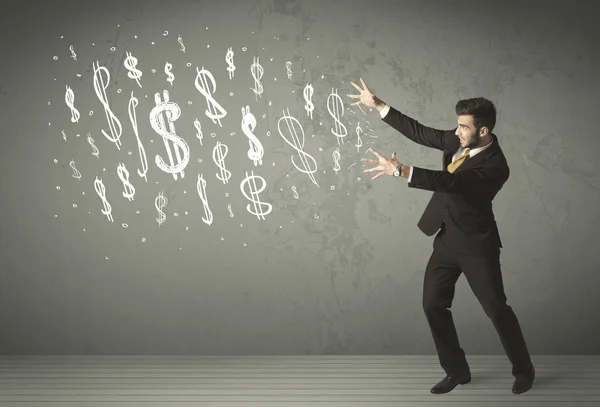 Young business people with hand drawn dollar signs — Stock Photo, Image
