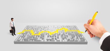 işadamı önünde bir labirent ile çözüm