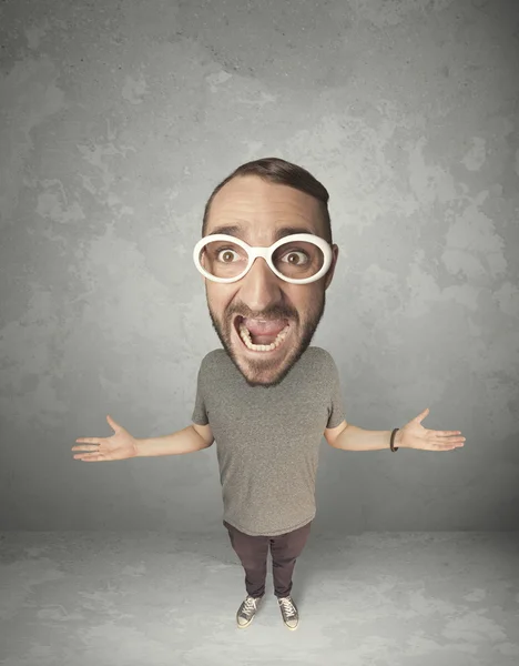 Funny person with big head — Stock Photo, Image