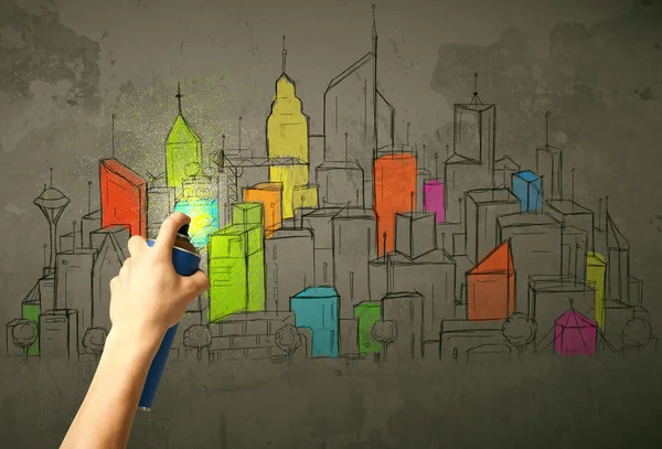 都市の画家が描く — ストック写真