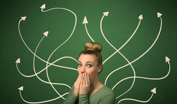 Beautiful girl thinking a solution — Stock Photo, Image