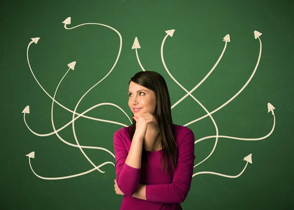 Beautiful girl thinking a solution — Stock Photo, Image