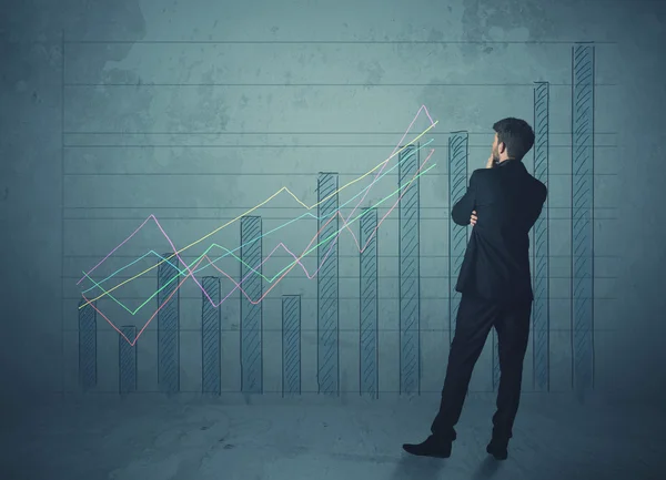 Affärsman ritade diagram — Stockfoto