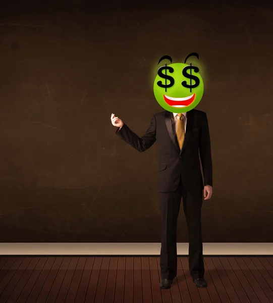 Mann mit Dollarzeichen Smiley-Gesicht — Stockfoto