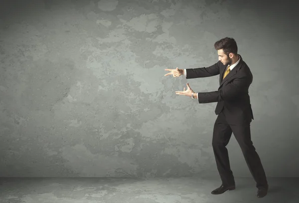 Business person throwing with empty copyspace — Stock Photo, Image
