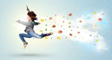 güzel kadın renkli taşlar ve kristaller ile b atlama