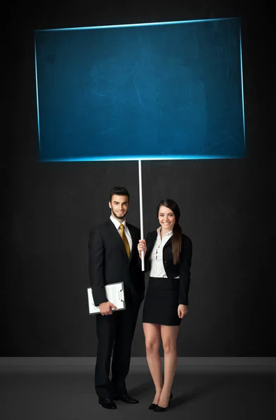 Business par med blå styrelse — Stockfoto