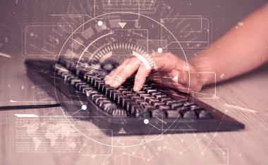 Yüksek teknoloji kullanıcı arayüzü grafikli klavye