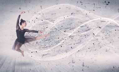 Performans balet enerji patlama parçacık ile atlama