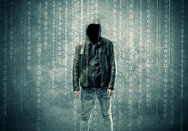 Sayıları olan öfkeli gizemli hacker.